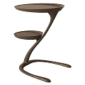Modern Stylish Wooden Two Tier Side Table With Curved Legs Living Room Decor