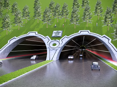 Modern Tunnel Landscape Road Underpass Tunnel Entrance 3d model