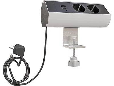 Multi Outlet Domestic Electrical Power Socket With Plug And Clamp 3d model