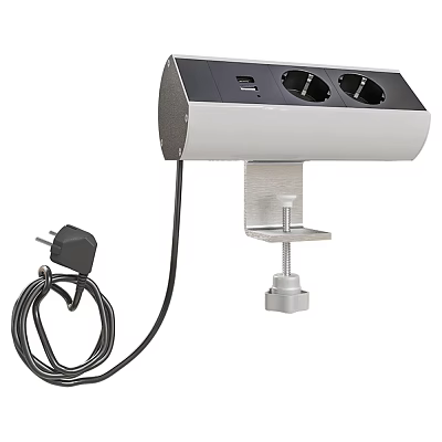 Multi Outlet Domestic Electrical Power Socket With Plug And Clamp 3d model Multi Outlet Domestic Electrical Power Socket With Plug And Clamp 3d model