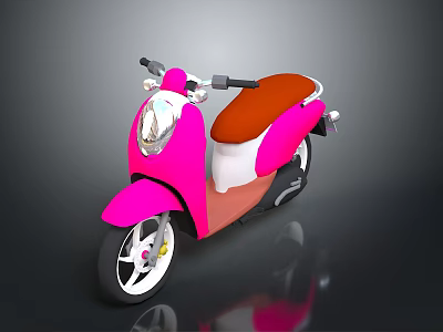Pink Scooter With Orange Seat White Accents And Modern Shiny Design On Dark Background 3d model