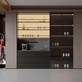 Modern Wine Cabinet Design With Glass Doors Wooden Frame And Wine Bottles