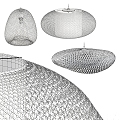 Modern chandelier bamboo wicker lamp decoration 3d model