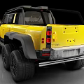 Yellow Six Wheel Pickup Truck With Modern Front Grille And Large Wheels