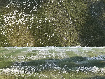 White Flowers And Green Grass With Lush Natural Plant Wall Scenery 3d model