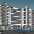 Modern Residential Building Simple Multi-storey Residence 3d model