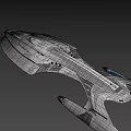 Futuristic Spaceship With Sleek Metallic Design And Illuminated Lights In Starry Space