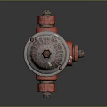 Red Fire Hydrant Classic Design With Chains And White Top Details