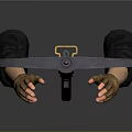 Game Movie Character Hands In Brown Gloves Holding Wooden Metal Crossbow