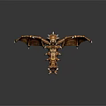 Golden Dragon Mythical Creature Fantasy Character 3D Model With Wings Claws And Spikes