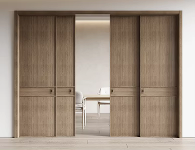 Quiet wind sliding door Wooden sliding door Partition door 3d model