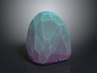 Turquoise Purple Gradient Wooden Stone Decorative Piece with Natural Cracked Texture 3d model