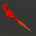 Red Phoenix Spreading Wings With Orange Gradient Feathers Against Gray Background Showing Reflection 3d model