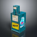 Vintage Blue Fuel Dispenser With Digital Display Freedom Label And Sticker Decorations