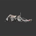 Red Tractor Model with Loader Bucket and Mower Attachment on Simulated Ground Base 3d model