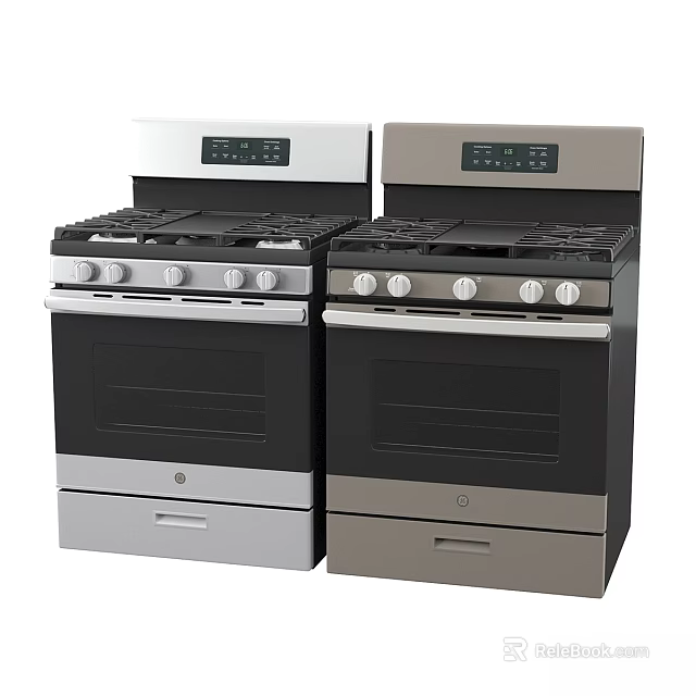 Double Gas Stoves With Oven Knobs And Control Panel For Kitchen Use 3d model