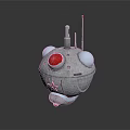 Silver Spherical Mechanical Equipment With Red Dome White Circular Components Antennas And Red Star