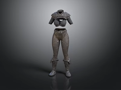 3D Model of Medieval Fantasy Armor Set With Chest Plate Leg Armor and Boots 3d model
