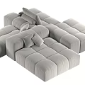 Modern Gray Sectional Sofa With Plush Fabric Cushions And Modular Design 3d model