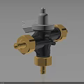 Gray And Yellow Mechanical Valve Component With Threaded Ends And Plastic Parts 3d model