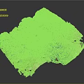 Detailed 3D Mountainous Terrain Model With Lush Vegetation And Small Buildings