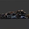 Pile of Abandoned Construction Components with Rusty Metal and Broken Parts