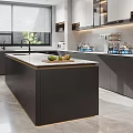 Modern Open Kitchen Interior Design With Island Counter Cabinets And Appliances