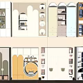 Modern Wardrobe Interior Design With Curved Doors Drawers And Colorful Storage Compartments