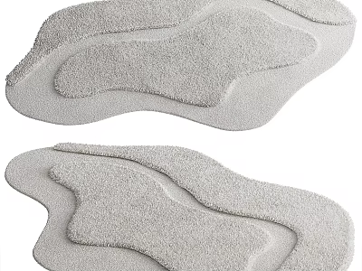 Modern Gray Shaped Rugs Two Pieces With Irregular Wavy Design And Soft Texture 3d model