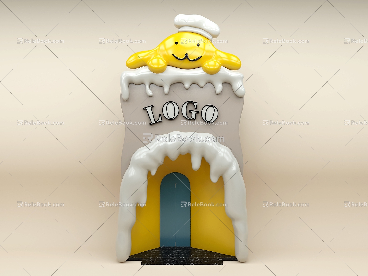 Door Head Store Door Head Store Signs Shaped Signs Shop Sign Melt Cartoon Doll Facade 3d model