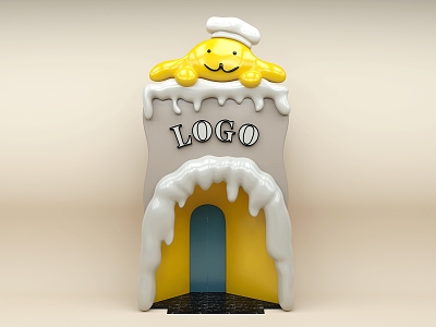 Door Head Store Door Head Store Signs Shaped Signs Shop Sign Melt Cartoon Doll Facade 3d model