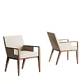 Modern Accent Chair With Wooden Frame And Light Colored Cushion Two Angles 3d model