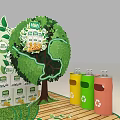 Commercial Display Equipment For Lactic Acid Bacteria Drinks With Green Decorations And Tree Shaped Structure