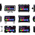 Car Computer Display Screens Various Models With Colorful Interfaces And Control Buttons