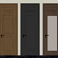 Three Different Wooden Swing Doors With Brown Black And Glass Panel Designs