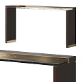 Modern Dark Wood Desk With Marble Top And Gold Accent Details