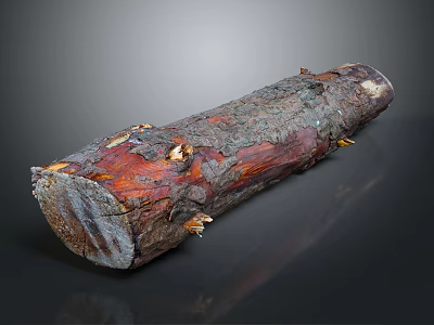 Rustic Natural Wood And Stone Log With Rich Grain And Textured Surface Finish 3d model