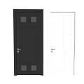 Black And White Hinged Doors With Panel Design And Glass Panels