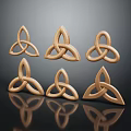 Elegant Furniture Decorative Pieces With Intricate Golden Celtic Knot Wooden Carvings