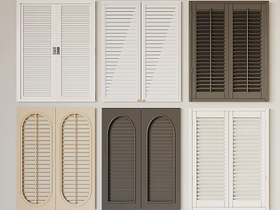 Various Window Shutter Blinds With Different Colors And Design Styles For Home 3d model