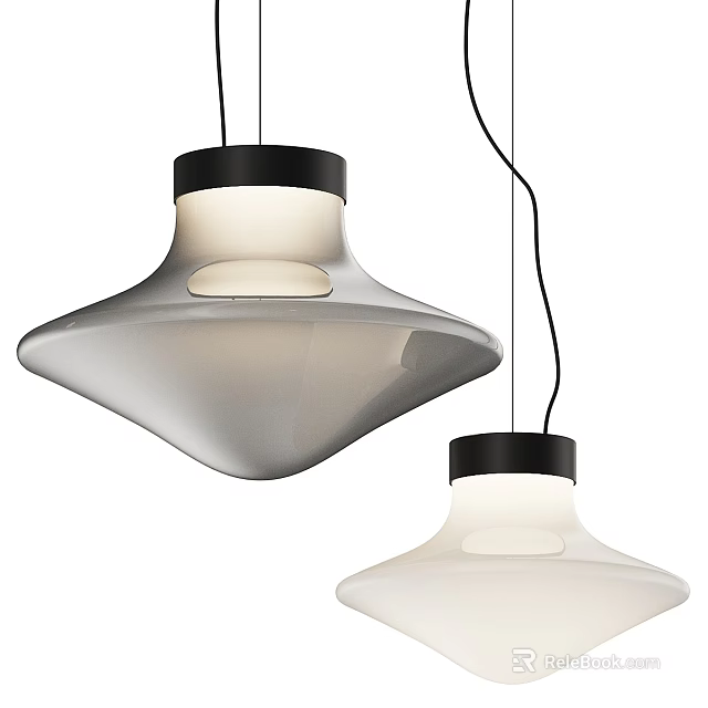 Modern Glass Pendant Lights With Black Trim And Geometric Design For Interior 3d model 