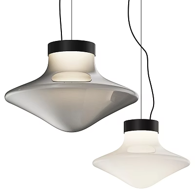 Modern Glass Pendant Lights With Black Trim And Geometric Design For Interior 3d model