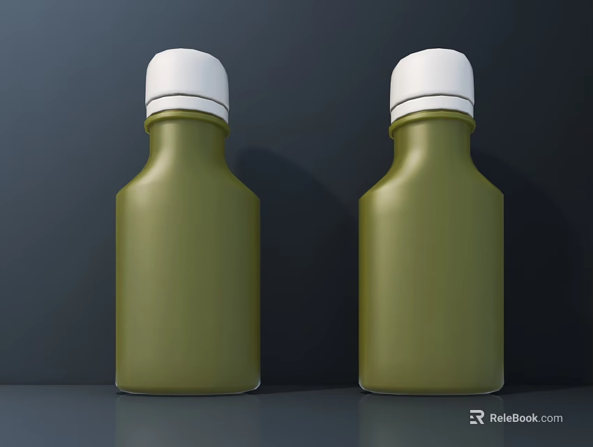 Two Green Ceramic Vessels With White Lids On Dark Background Surface 3d model 