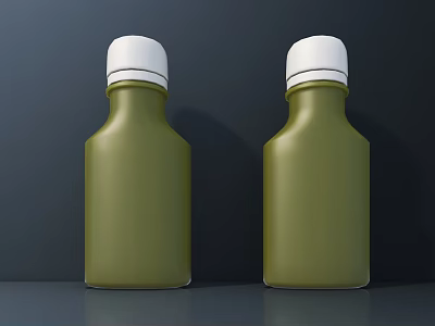 Two Green Ceramic Vessels With White Lids On Dark Background Surface 3d model