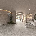 Minimalist Soft Beige Beauty Salon Reception Interior With Neat Product Display And Comfortable Lounge Space