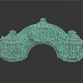 Scenic Historical Landscape With Ancient Stone Arch Carving And Detailed Figures