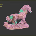 Exquisite Golden Horse Sculpture Carving With Artistic Details And Decorative Base Design