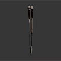Crossed Decorative Swords With Metal Blades And Wooden Handles On Dark Background Reflection
