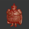 Golden Mythical Character Statue With Muscular Build Headpiece Skirt And Cape