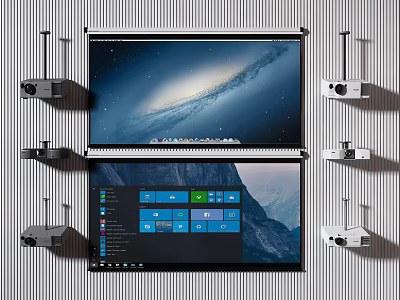 Projection Monitoring System With High Definition Projectors And Wall Mounted Display Screens 3d model